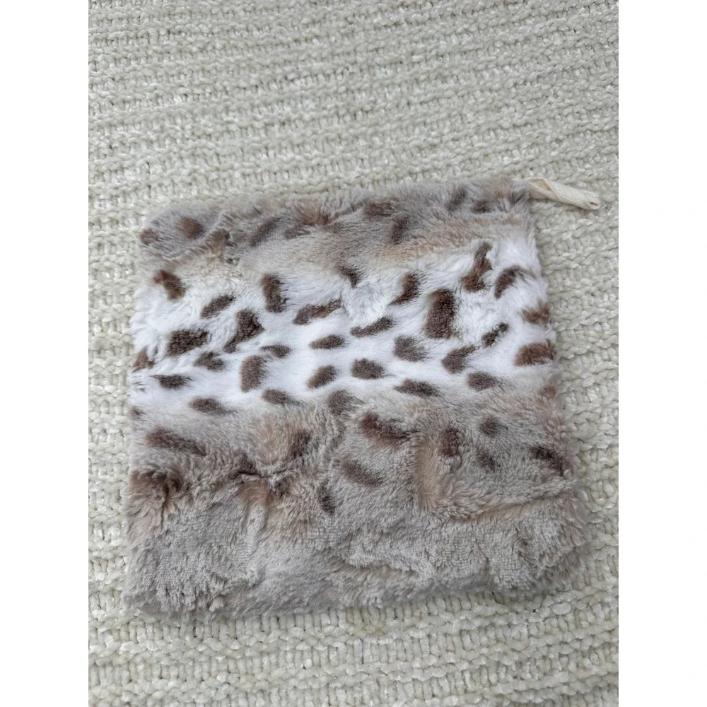 Unbranded Faux Fur Leopard Print Plush Square‎ 8x8 Tan Brown White Nursery Decor